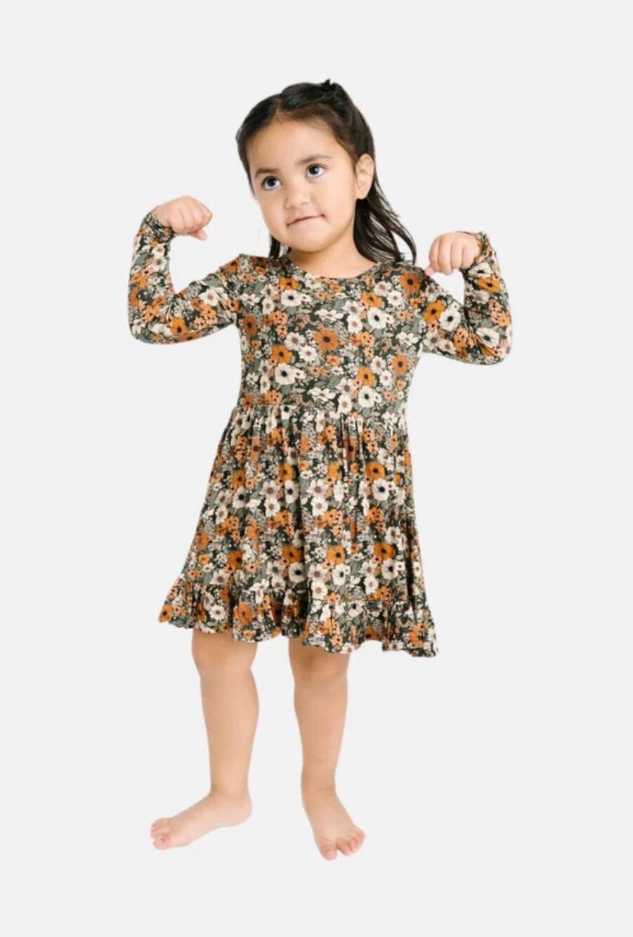 Little One Shop Bamboo Long Sleeve Floral Bodysuit Twirl Dress Toddler 2T